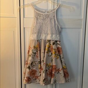Knitworks Floral Lace Dress - White and Peach